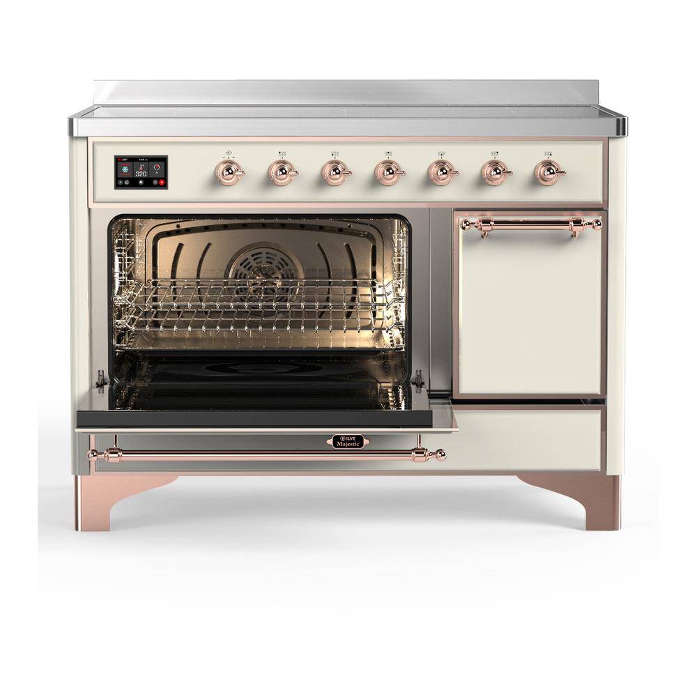 Ilve UMIB48QNR3AWP Ilve Umib48Qnr3Awp Majestic Iii 48 Inch Induction Range With 6 Elements, 5.02 Cu. Ft. Total Oven Capacity (Solid Door, Antique White, Copper)