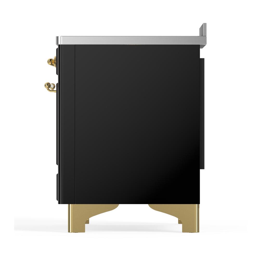 Ilve UMIB48QNR3BKG Ilve Umib48Qnr3Bkg Majestic Iii 48 Inch Induction Range With 6 Elements, 5.02 Cu. Ft. Total Oven Capacity (Solid Door, Glossy Black, Brass)