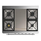 Ilve UM36FNR3WHCLP Ilve Um36Fnr3Whclp Majestic Iii 36 Inch Dual Fuel Range With 6 Black Brass Burners And Griddle, Dual Function Burner Up To 25,000 Btu (Triple Glass Door, White, Chrome, Liquid Propane)