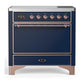 Ilve UMIB36QNR3MBP Ilve Umib36Qnr3Mbp Majestic Iii 36 Inch Induction Range With 6 Elements, 3.5 Cu. Ft. Total Oven Capacity (Solid Door, Midnight Blue, Copper)