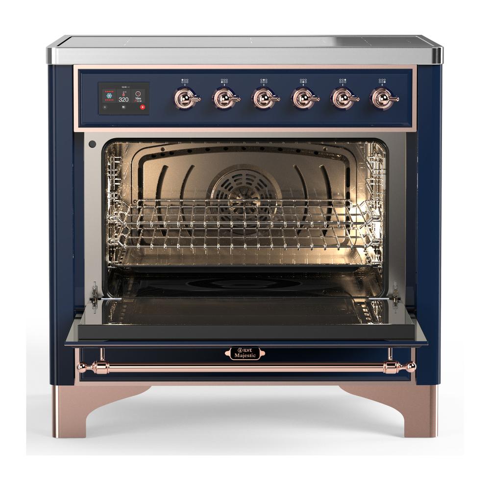 Ilve UMIB36NR3MBP Ilve Umib36Nr3Mbp Majestic Iii 36 Inch Induction Range With 6 Elements, 3.5 Cu. Ft. Total Oven Capacity (Triple Glass Door, Midnight Blue, Copper)