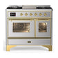 Ilve UMD40FNR3SSGLP Ilve Umd40Fnr3Ssglp Majestic Iii 40 Inch Dual Fuel Range With 6 Burners And Griddle, Dual Function Burner Up To 25,000 Btu (Liquid Propane, Triple Glass Door, Stainless Steel, Brass)