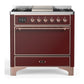 Ilve UM36FQNR3BUPLP Ilve Um36Fqnr3Buplp Majestic Iii 36 Inch Dual Fuel Range With 6 Black Brass Burners And Griddle, Dual Function Burner Up To 25,000 Btu (Solid Door, Burgundy, Copper, Liquid Propane)