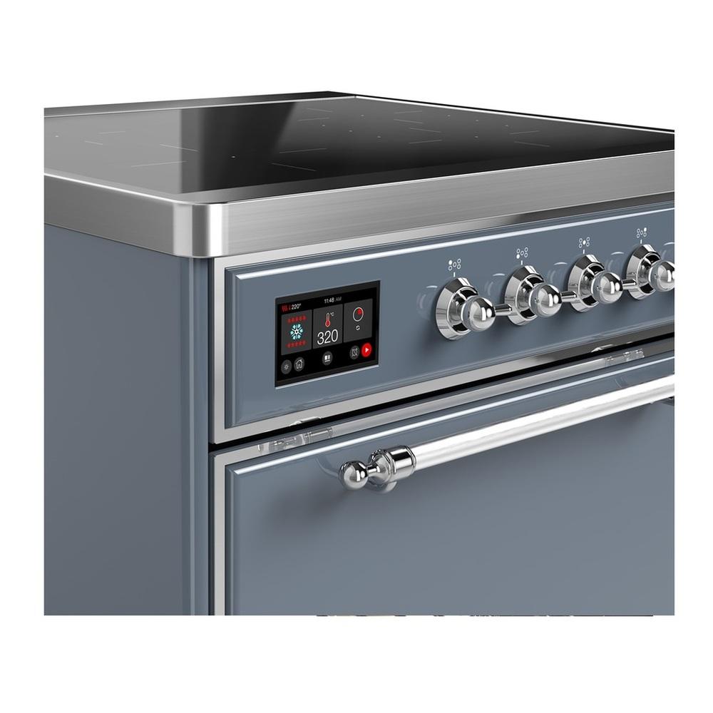 Ilve UMIB30QNR3BGC Ilve Umib30Qnr3Bgc Majestic Iii 30 Inch Induction Range With 4 Elements, 4 Cu. Ft. Oven Capacity (Solid Door, Blue Grey, Chrome)