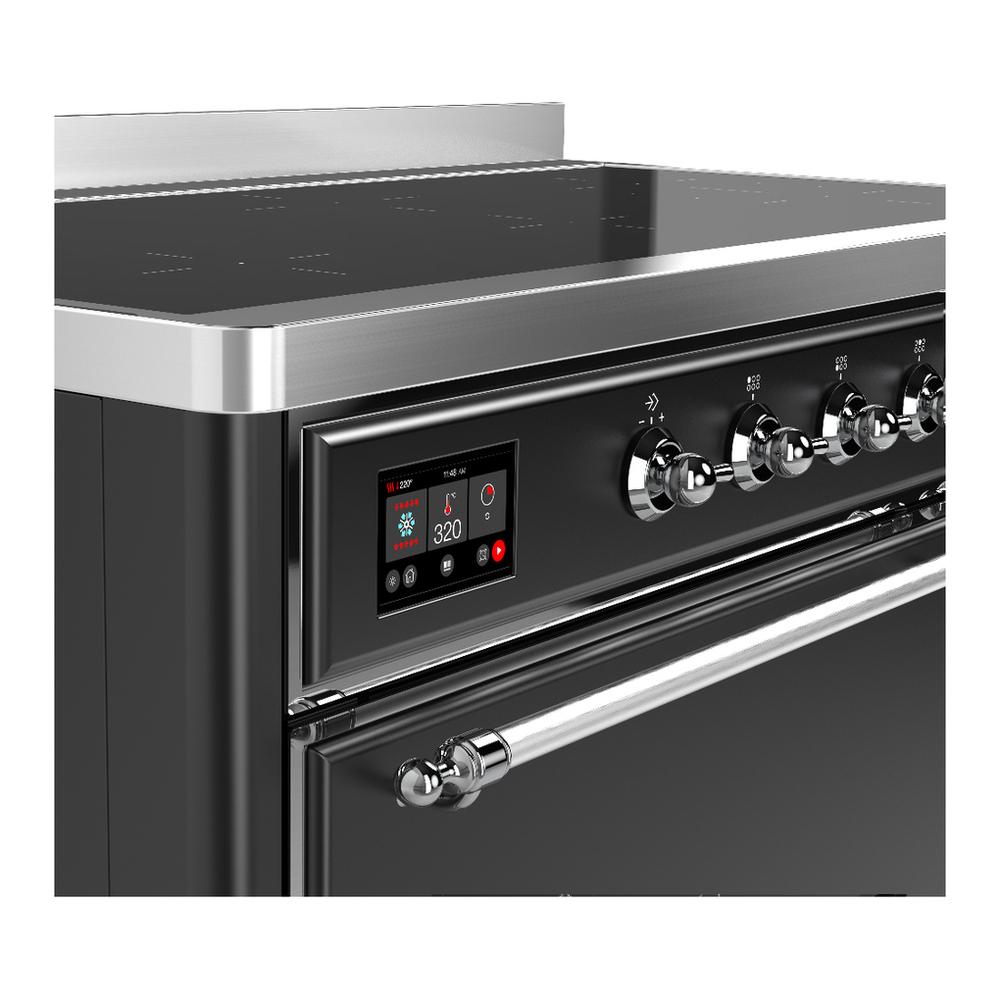 Ilve UMIB48QNR3MGC Ilve Umib48Qnr3Mgc Majestic Iii 48 Inch Induction Range With 6 Elements, 5.02 Cu. Ft. Total Oven Capacity (Solid Door, Graphite Matte, Chrome)