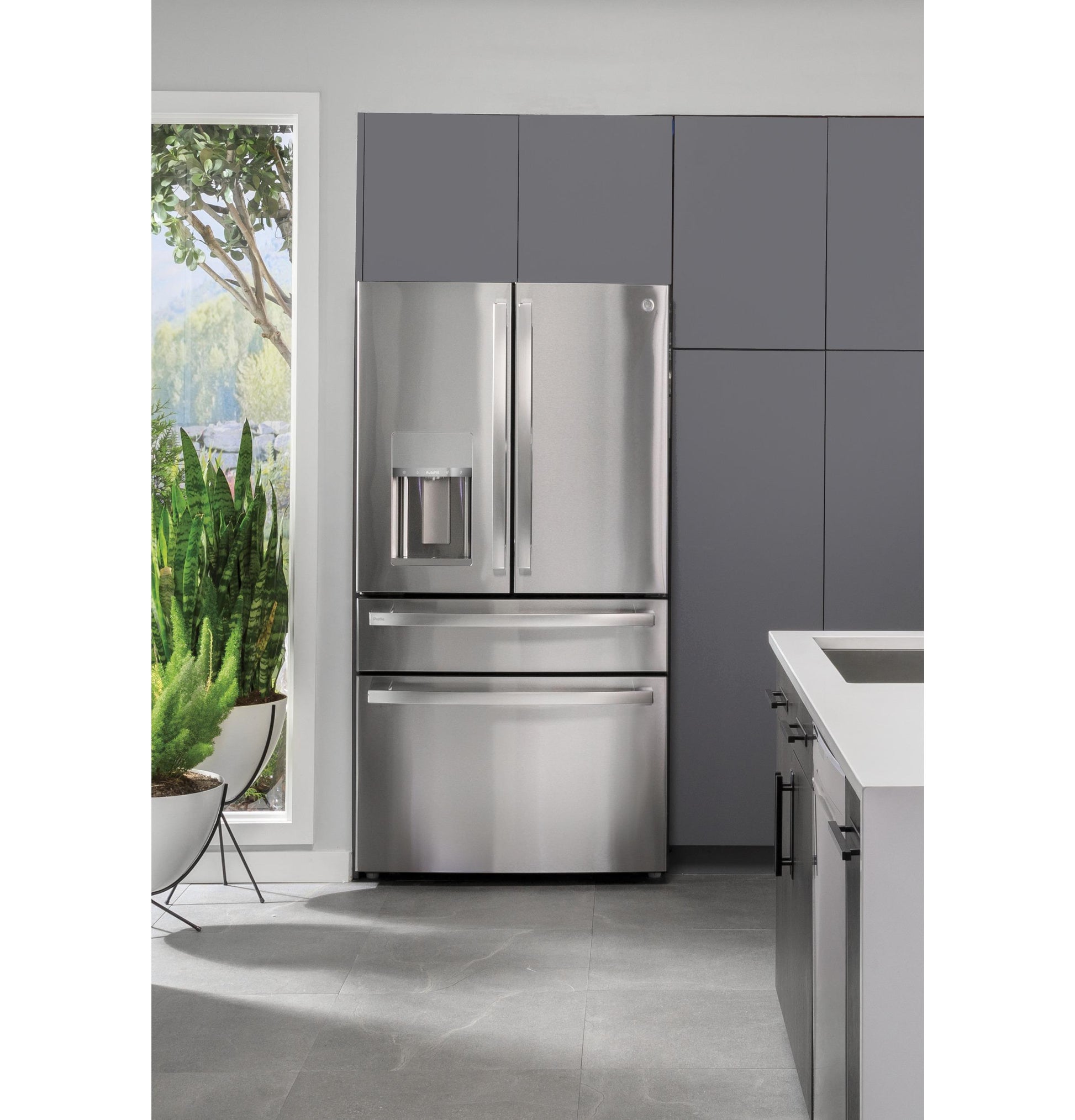 Ge Appliances PXD22BYPFS Ge Profile&#8482; 22.4 Cu. Ft. Smart Counter-Depth Fingerprint Resistant 4-Door French-Door Refrigerator With Door In Door