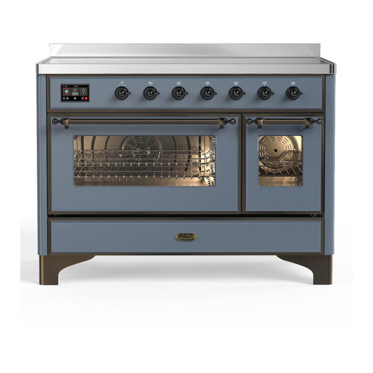 Ilve UMIB48NR3BGB Ilve Umib48Nr3Bgb Majestic Iii 48 Inch Induction Range With 6 Elements, 5.02 Cu. Ft. Total Oven Capacity (Triple Glass Door, Blue Grey, Burnished)