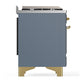 Ilve UM60FNR3BGG Ilve Um60Fnr3Bgg Majestic Iii 60 Inch Dual Fuel Range With 9 Burners And Griddle, Dual Function Burner Up To 25,000 Btu (Natural Gas, Triple Glass Door, Blue Grey, Brass)