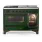 Ilve UM48FSNR3EGB Ilve Um48Fsnr3Egb Majestic Iii 48 Inch Dual Fuel Range With 5 Black Brass Burners, Griddle And French Top, Dual Function Burner Up To 25,000 Btu (Natural Gas, Triple Glass Door, Emerald Green, Burnished)
