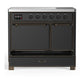 Ilve UMDIB40QNR3MGB Ilve Umdib40Qnr3Mgb Majestic Iii 40 Inch Induction Range With 6 Elements, 3.82 Cu. Ft. Total Oven Capacity (Solid Door, Graphite Matte, Burnished)