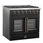 Forno FFSGS644436BLK Forno Galiano 36-Inch French Door Gas Range Black And Antique Brass Design, 6 Sealed Burners 83,000 Btu, 5.36 Cu.Ft. Convection Oven