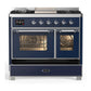 Ilve UMD40FNR3MBCLP Ilve Umd40Fnr3Mbclp Majestic Iii 40 Inch Dual Fuel Range With 6 Burners And Griddle, Dual Function Burner Up To 25,000 Btu (Liquid Propane, Triple Glass Door, Midnight Blue, Chrome)