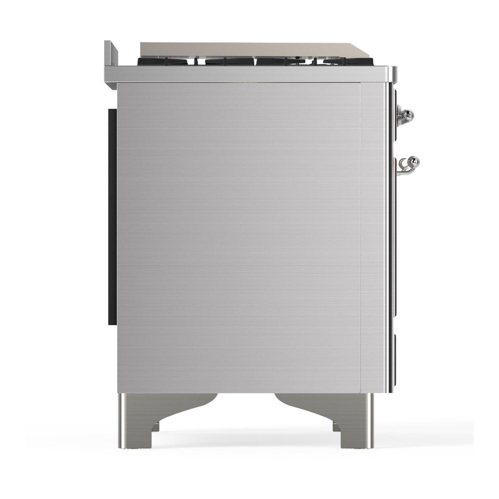 Ilve UM60FSNR3SSCLP Ilve Um60Fsnr3Ssclp Majestic Iii 60 Inch Dual Fuel Range With 7 Burners, Griddle And French Top, Dual Function Burner With Up To 25,000 Btu (Liquid Propane, Triple Glass Door, Stainless Steel, Chrome)
