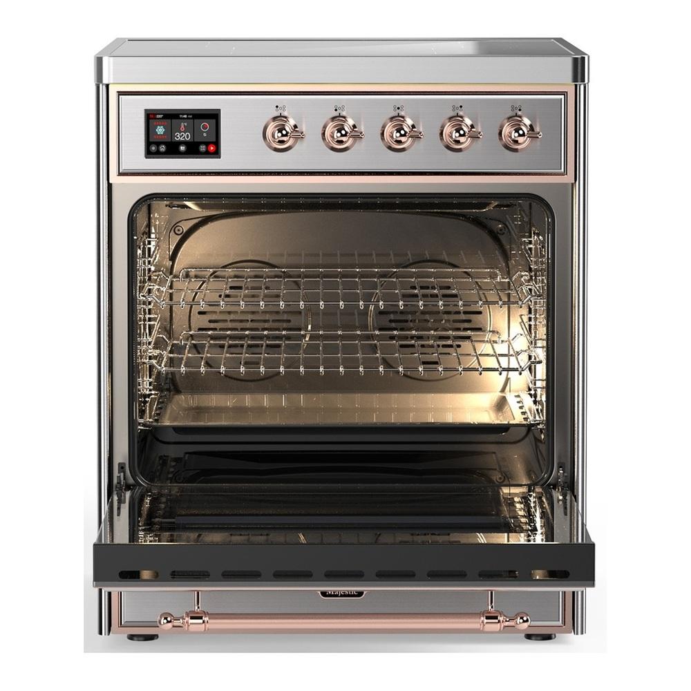 Ilve UMIB30QNR3SSP Ilve Umib30Qnr3Ssp Majestic Iii 30 Inch Induction Range With 4 Elements, 4 Cu. Ft. Oven Capacity (Solid Door, Stainless Steel, Copper)