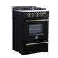 Forno FFSGS627224BLK Forno Breno 24 Inch Freestanding Gas Range In Black With Antique Brass, Compact Design