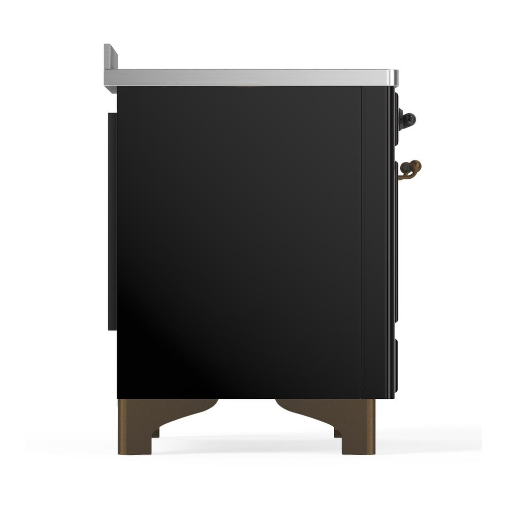 Ilve UMIB48NR3BKB Ilve Umib48Nr3Bkb Majestic Iii 48 Inch Induction Range With 6 Elements, 5.02 Cu. Ft. Total Oven Capacity (Triple Glass Door, Glossy Black, Burnished)