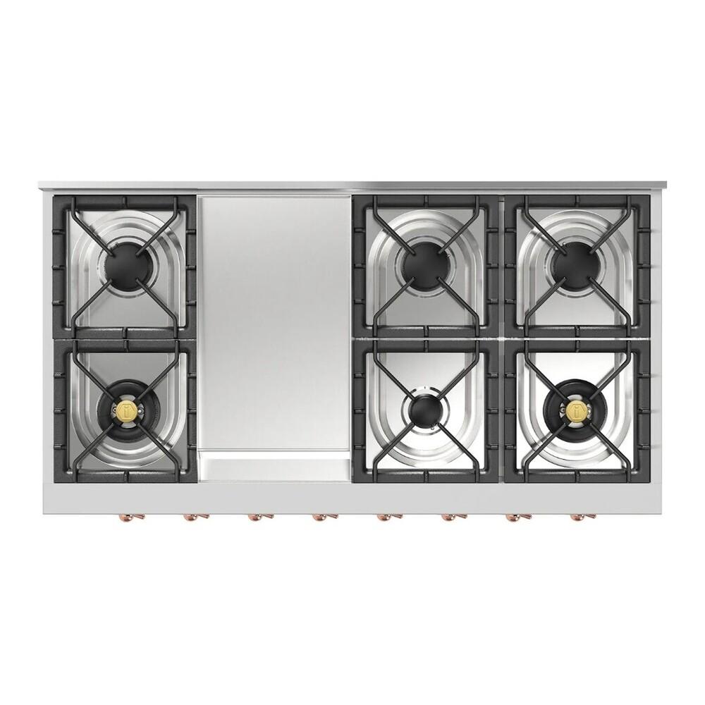 Ilve UHCP48FNSSPLP Ilve Uhcp48Fnssplp Nostalgie Ii 48 Inch Built-In Gas Rangetop With Griddle, In Stainless Steel (Liquid Propane, Copper)