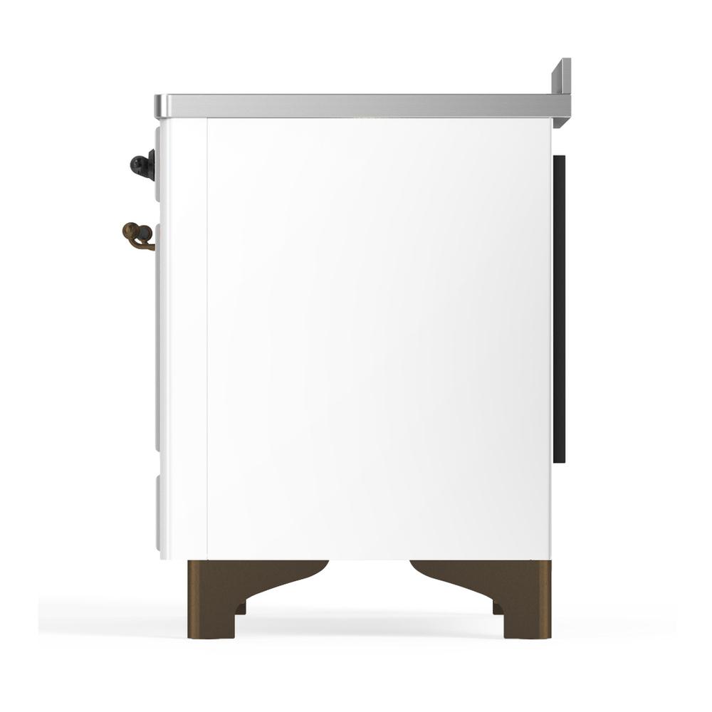 Ilve UMIB48NR3WHB Ilve Umib48Nr3Whb Majestic Iii 48 Inch Induction Range With 6 Elements, 5.02 Cu. Ft. Total Oven Capacity (Triple Glass Door, White, Burnished)