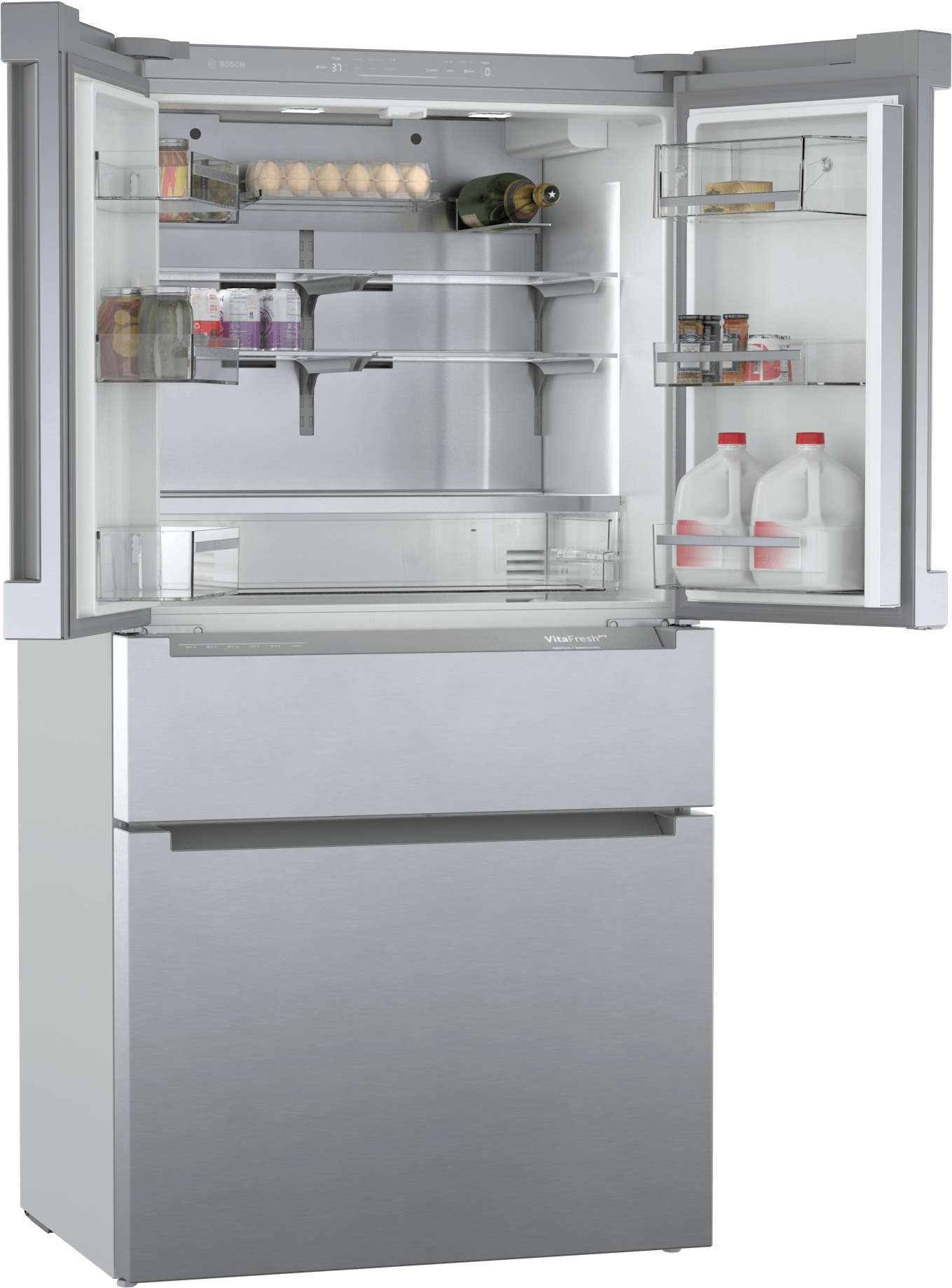 Bosch B36CL84ENS 800 Series, French Door Bottom Freezer, Multi Door, 36'', Brushed Steel (With Anti-Fingerprint)