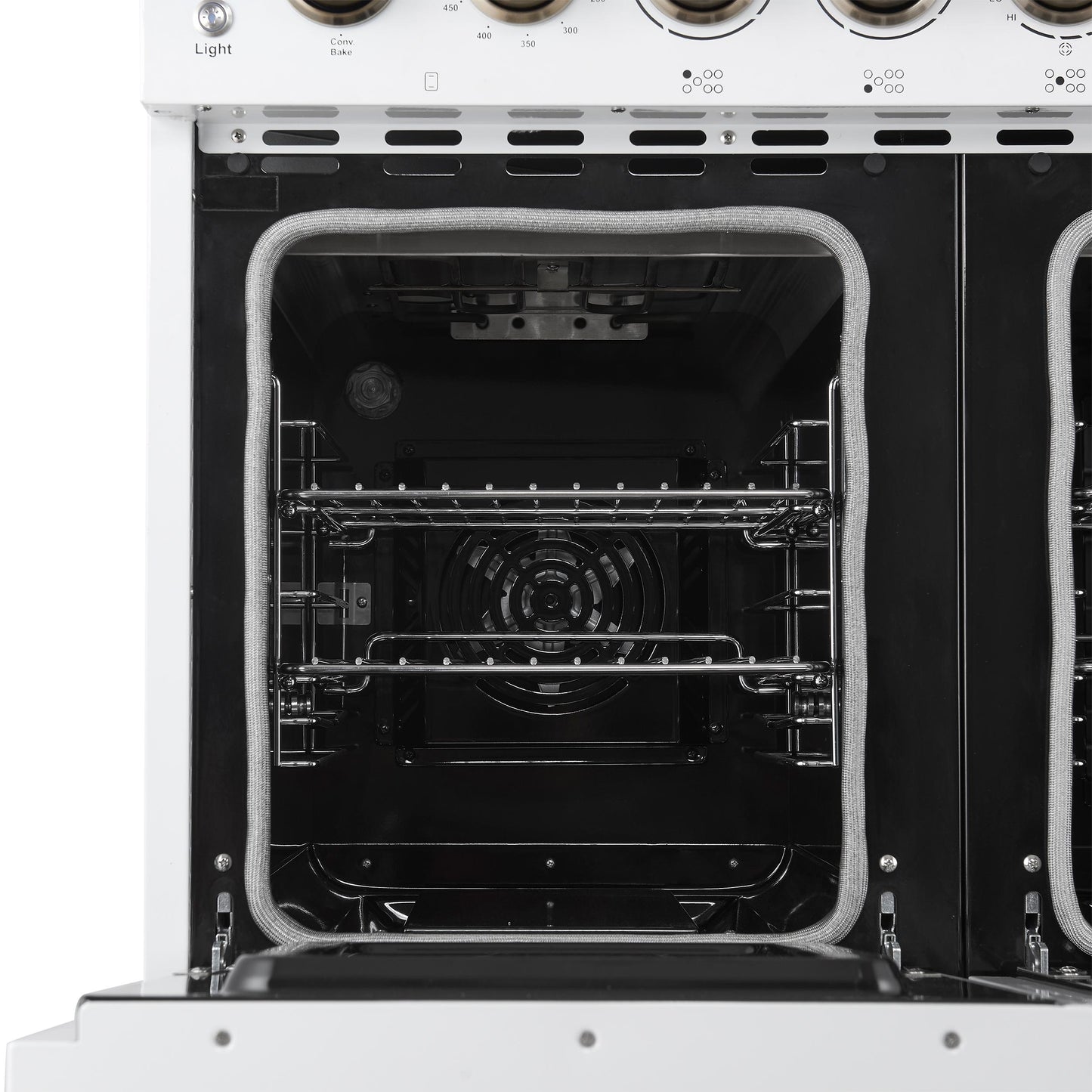 Forno FFSEL601148WHT Forno Paolo 48 Inch Freestanding Electric Range In White With Antique Brass, 6.7 Cu.Ft, True Convection Oven, Energy Efficient