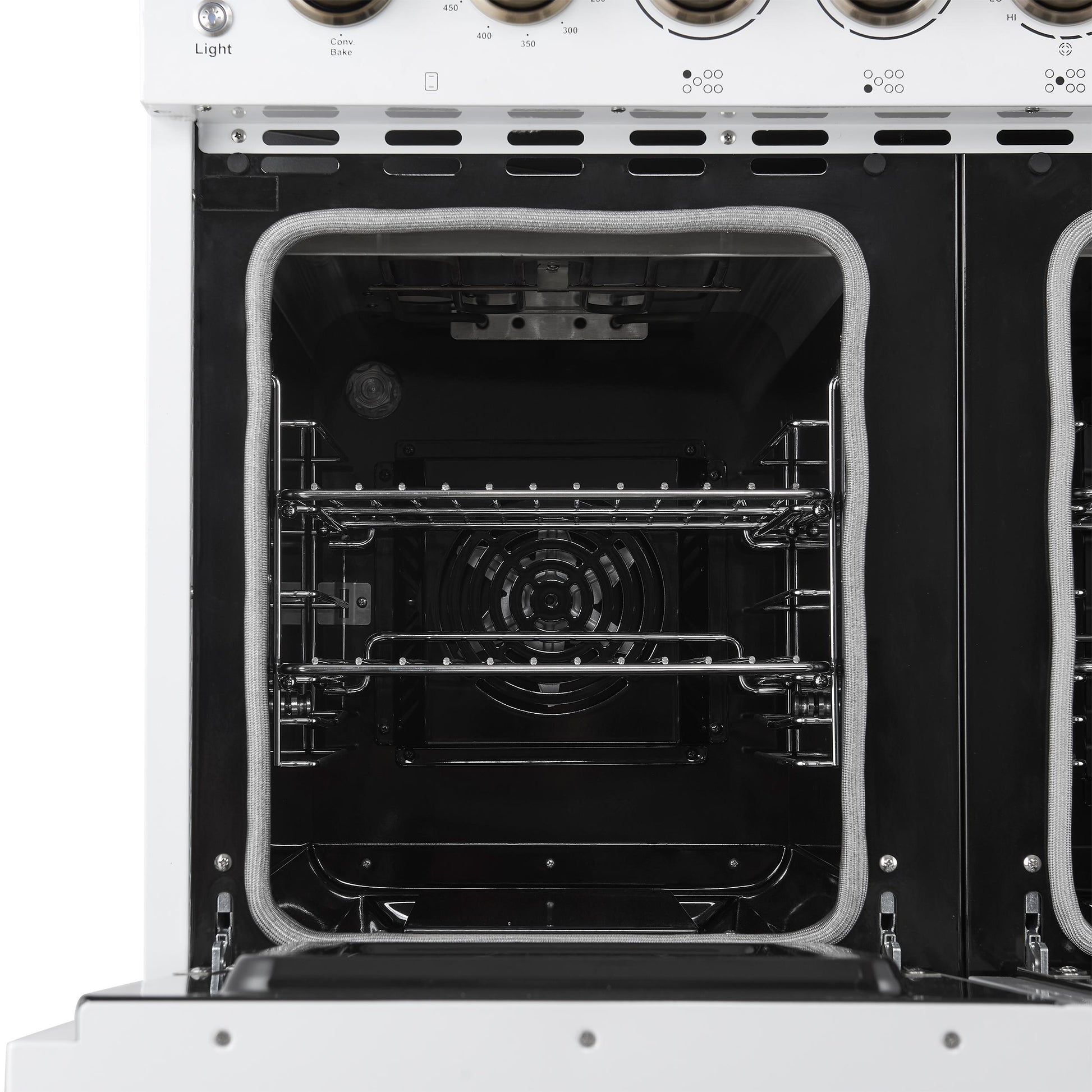 Forno FFSEL601148WHT Forno Paolo 48 Inch Freestanding Electric Range In White With Antique Brass, 6.7 Cu.Ft, True Convection Oven, Energy Efficient