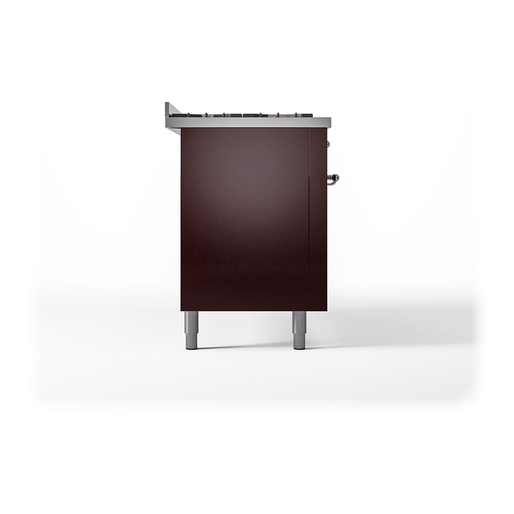 Ilve UN60FQNMPBUC Ilve Un60Fqnmpbuc Nostalgie Ii Noblesse 60" Dual Fuel Range (9 Sealed Burners + Griddle, Natural Gas, Solid Door, Burgundy, Chrome)