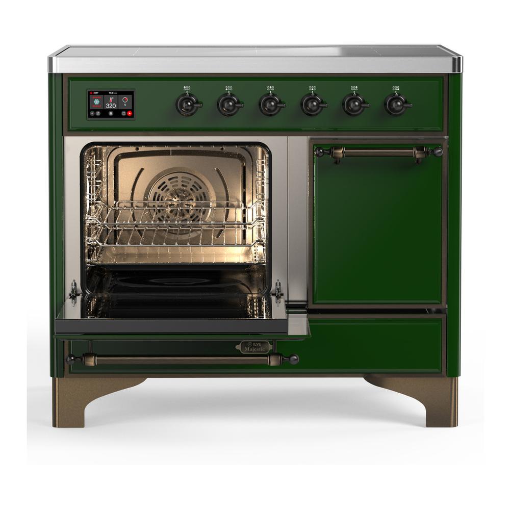 Ilve UMDIB40QNR3EGB Ilve Umdib40Qnr3Egb Majestic Iii 40 Inch Induction Range With 6 Elements, 3.82 Cu. Ft. Total Oven Capacity (Solid Door, Emerald Green, Burnished)