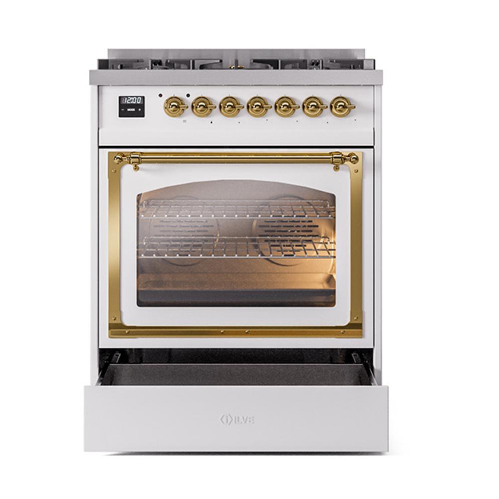Ilve UN30NMPRAGLP Ilve Un30Nmpraglp Nostalgie Ii Noblesse 30" Dual Fuel Range (Liquid Propane, Triple Glass Door, Ral, Brass)