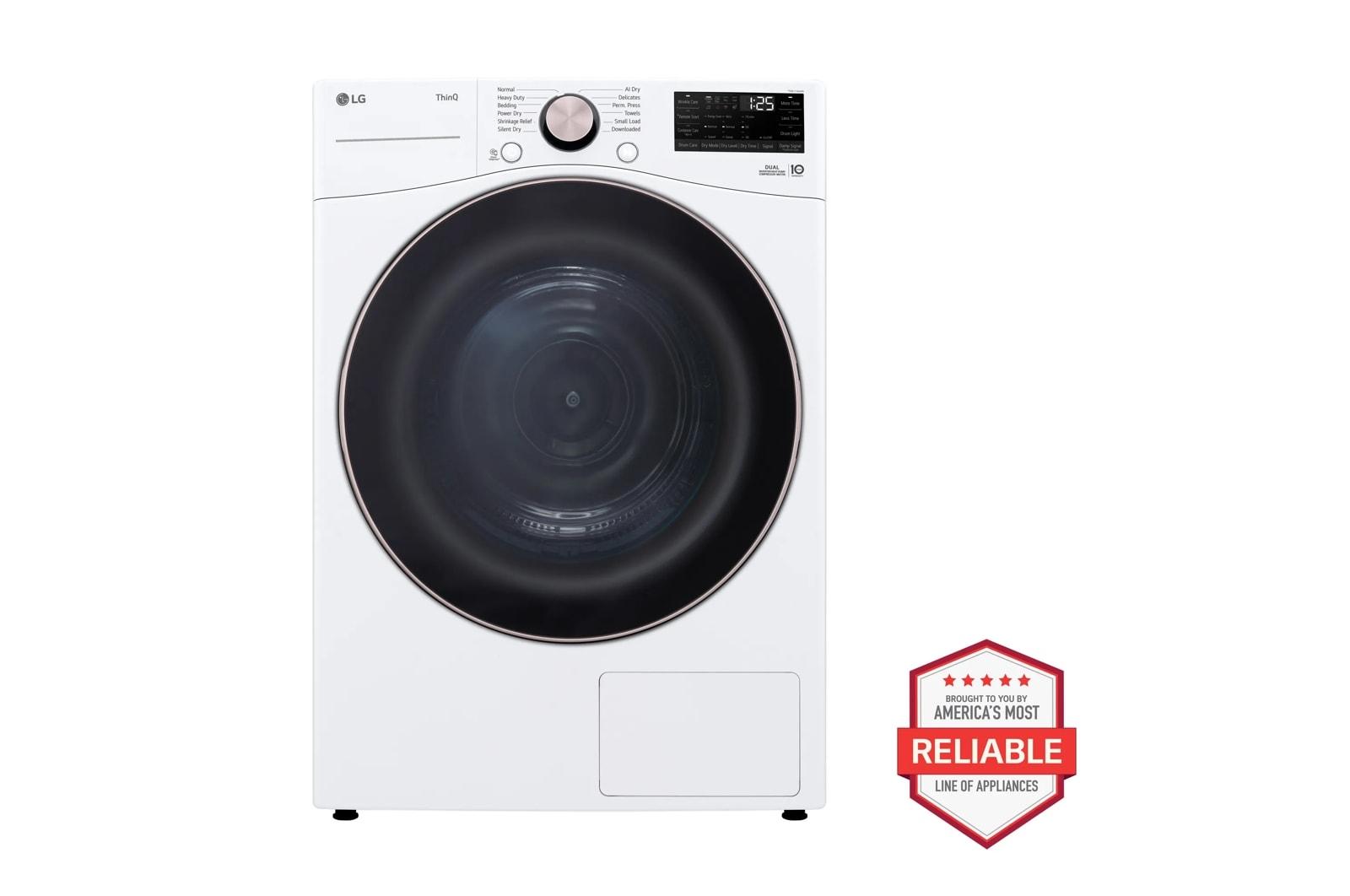 Lg DLHC4002W 7.8 Cu. Ft. Mega Capacity Smart Front Load Dryer With Dual Inverter Heatpump™ Technology And Inverter Direct Drive Motor System