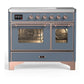 Ilve UMDIB40NR3BGP Ilve Umdib40Nr3Bgp Majestic Iii 40 Inch Induction Range With 6 Elements, 3.82 Cu. Ft. Total Oven Capacity (Triple Glass Door, Blue Grey, Copper)