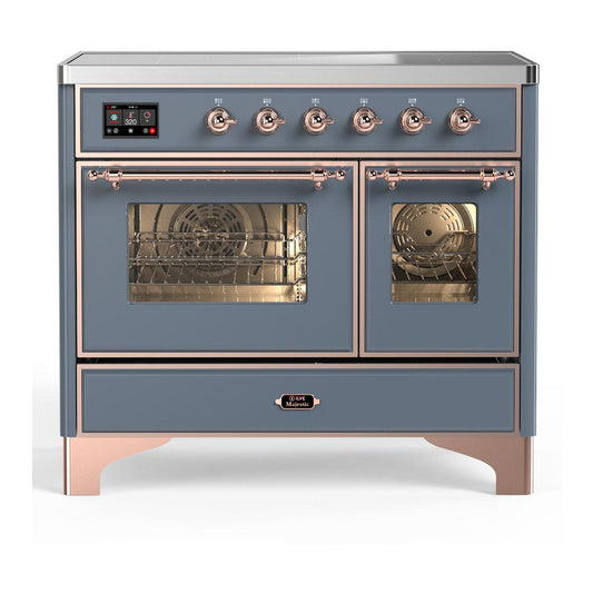Ilve UMDIB40NR3BGP Ilve Umdib40Nr3Bgp Majestic Iii 40 Inch Induction Range With 6 Elements, 3.82 Cu. Ft. Total Oven Capacity (Triple Glass Door, Blue Grey, Copper)