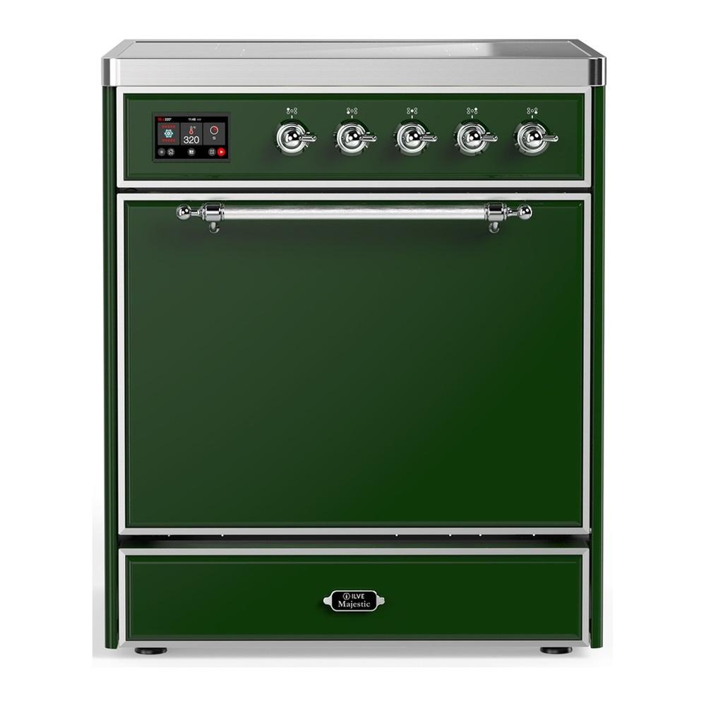 Ilve UMIB30QNR3EGC Ilve Umib30Qnr3Egc Majestic Iii 30 Inch Induction Range With 4 Elements, 4 Cu. Ft. Oven Capacity (Solid Door, Emerald Green, Chrome)