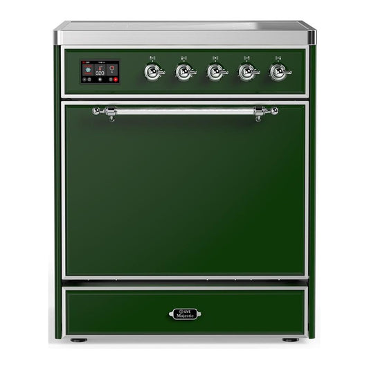 Ilve UMIB30QNR3EGC Ilve Umib30Qnr3Egc Majestic Iii 30 Inch Induction Range With 4 Elements, 4 Cu. Ft. Oven Capacity (Solid Door, Emerald Green, Chrome)