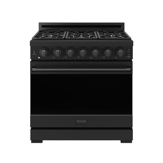 Thor Kitchen RSG36PBLP 36 Inch Professional Liquid Propane Range With Precision Knob Control In Black Gordon Ramsay Series