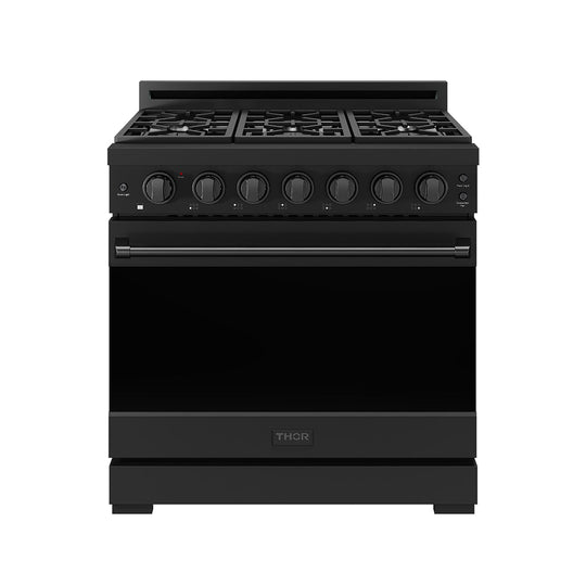 Thor Kitchen RSG36PBLP 36 Inch Professional Liquid Propane Range With Precision Knob Control In Black Gordon Ramsay Series