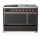 Ilve UM48FSQNR3MGPLP Ilve Um48Fsqnr3Mgplp Majestic Iii 48 Inch Dual Fuel Range With 5 Black Brass Burners, Griddle And French Top, Dual Function Burner Up To 25,000 Btu (Liquid Propane, Solid Door, Graphite Matte, Copper)