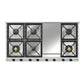 Ilve UHCP1265FNSSB Ilve Uhcp1265Fnssb Nostalgie Ii 48 Inch Gas Cooktop With 8 Burners, Griddle, In Stainless Steel (Natural Gas, Burnished)