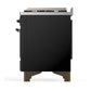 Ilve UM48FNR3BKBLP Ilve Um48Fnr3Bkblp Majestic Iii 48 Inch Dual Fuel Range With 8 Burners And Griddle, Dual Function Burner Up To 25,000 Btu (Liquid Propane, Triple Glass Door, Glossy Black, Burnished)
