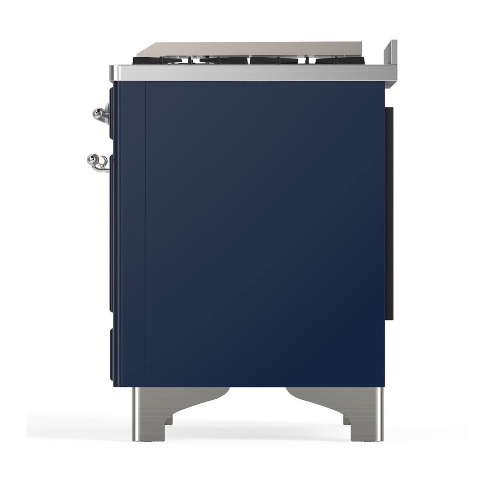 Ilve UM48FQNR3MBCLP Ilve Um48Fqnr3Mbclp Majestic Iii 48 Inch Dual Fuel Range With 8 Burners And Griddle, Dual Function Burner Up To 25,000 Btu (Liquid Propane, Solid Door, Midnight Blue, Chrome)