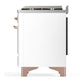 Ilve UM60FSQNR3WHPLP Ilve Um60Fsqnr3Whplp Majestic Iii 60 Inch Dual Fuel Range With 7 Burners, Griddle And French Top, Dual Function Burner With Up To 25,000 Btu (Liquid Propane, Solid Door, White, Copper)