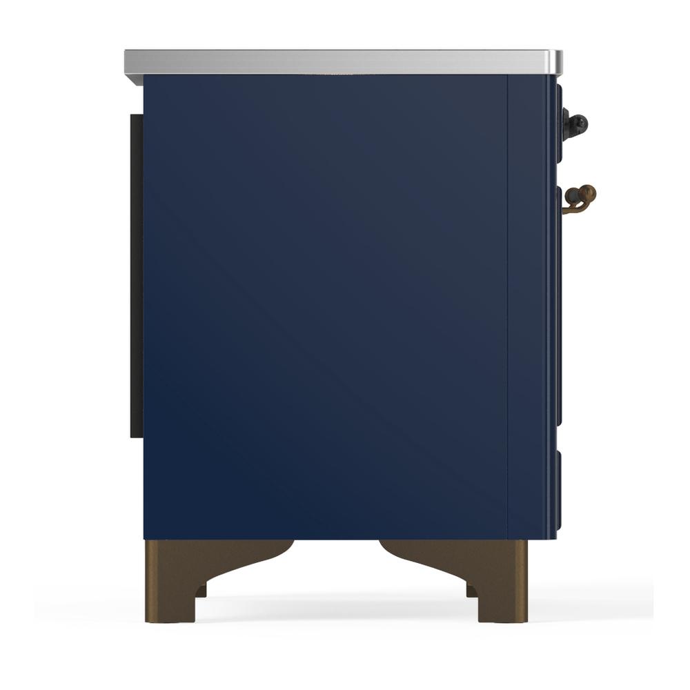 Ilve UMDIB40NR3MBB Ilve Umdib40Nr3Mbb Majestic Iii 40 Inch Induction Range With 6 Elements, 3.82 Cu. Ft. Total Oven Capacity (Triple Glass Door, Midnight Blue, Burnished)
