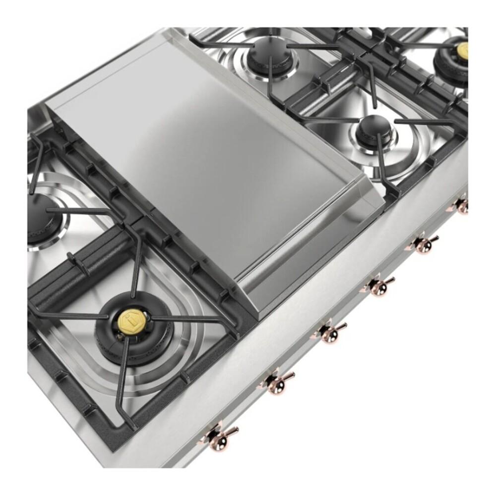 Ilve UHCP48FNSSPLP Ilve Uhcp48Fnssplp Nostalgie Ii 48 Inch Built-In Gas Rangetop With Griddle, In Stainless Steel (Liquid Propane, Copper)