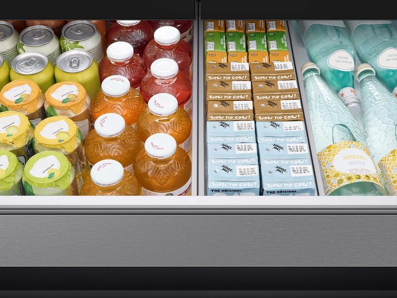 Samsung RF29BB8900QK Bespoke 4-Door French Door Refrigerator (29 Cu. Ft.) - In Charcoal Glass Top And Family Hub™ Panels With Stainless Steel Middle And Bottom Panels