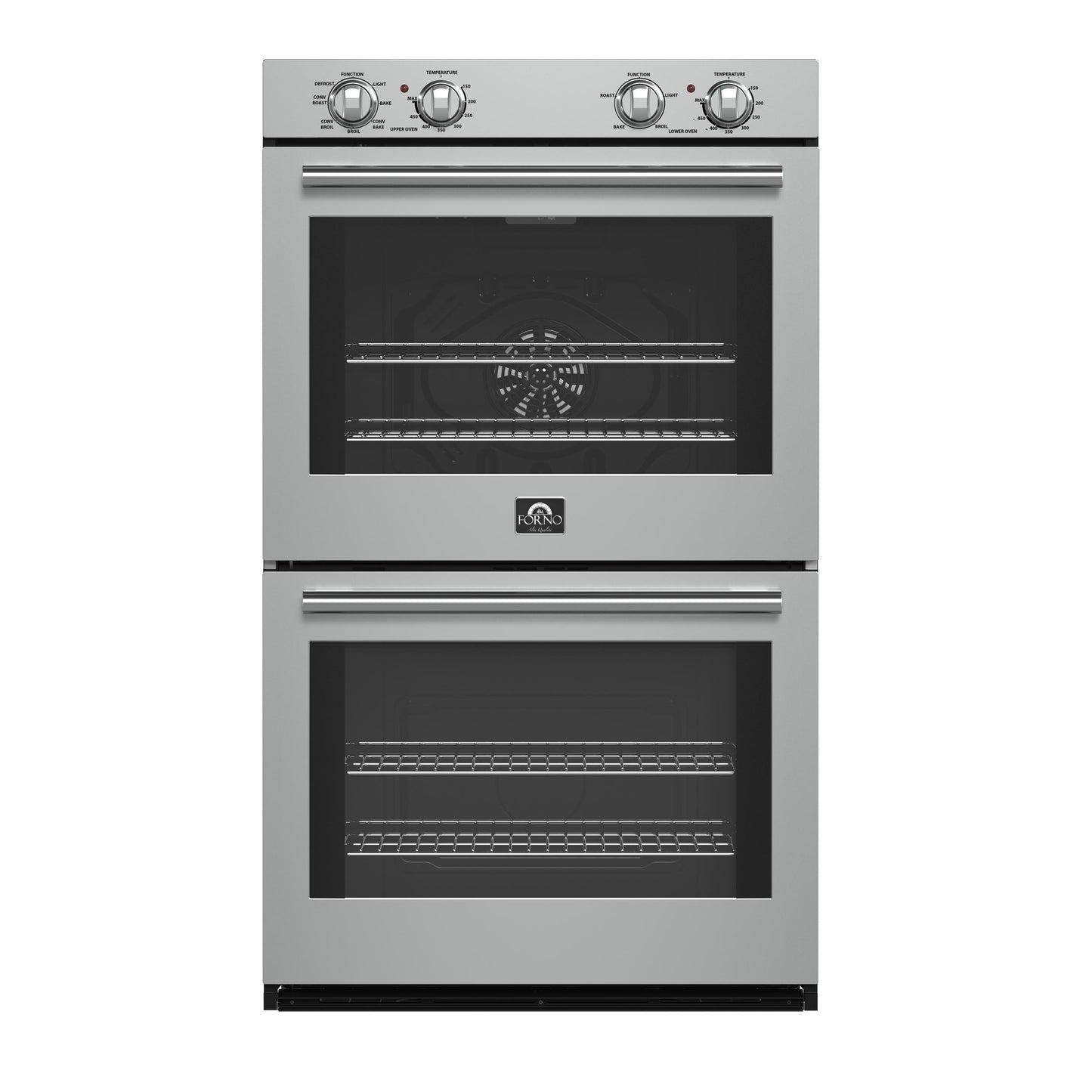 Forno FBOEL132430 Forno Vomero 30-Inch Double Wall Oven, Stainless Steel, 10 Cu.Ft Total Capacity, 7100W Convection, Mechanical Controls, Self-Cleaning Function
