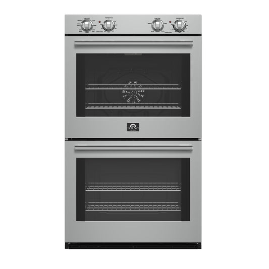 Forno FBOEL132430 Forno Vomero 30-Inch Double Wall Oven, Stainless Steel, 10 Cu.Ft Total Capacity, 7100W Convection, Mechanical Controls, Self-Cleaning Function