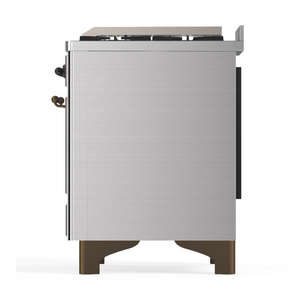 Ilve UM48FNR3SSB Ilve Um48Fnr3Ssb Majestic Iii 48 Inch Dual Fuel Range With 8 Burners And Griddle, Dual Function Burner Up To 25,000 Btu (Natural Gas, Triple Glass Door, Stainless Steel, Burnished)