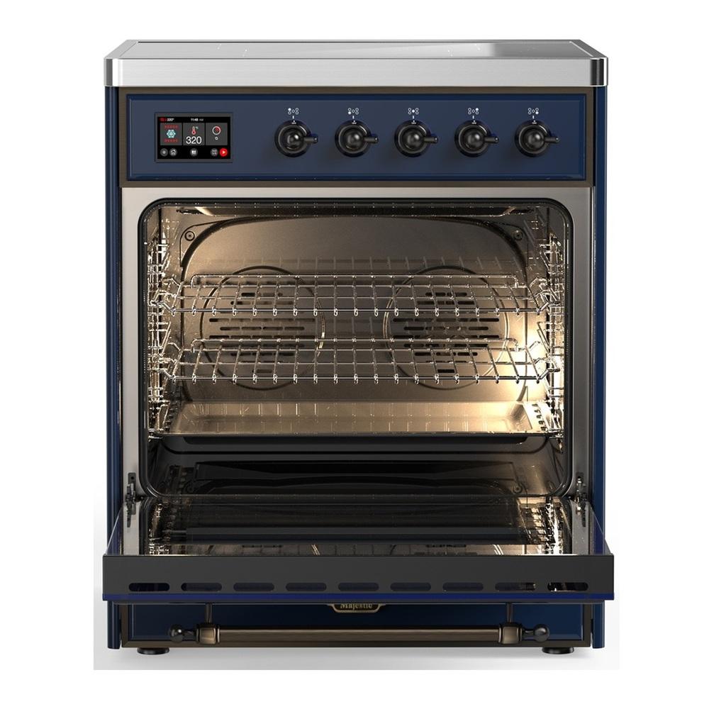 Ilve UMIB30QNR3MBB Ilve Umib30Qnr3Mbb Majestic Iii 30 Inch Induction Range With 4 Elements, 4 Cu. Ft. Oven Capacity (Solid Door, Midnight Blue, Burnished)