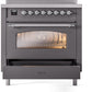 Ilve UPI366NMPMGC Nostalgie Ii 36 Inch Electric Freestanding Range In Matte Graphite With Chrome Trim