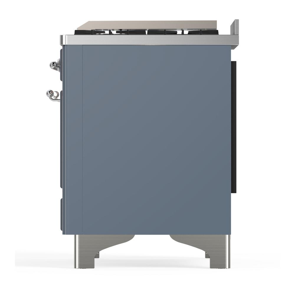 Ilve UM60FNR3BGC Ilve Um60Fnr3Bgc Majestic Iii 60 Inch Dual Fuel Range With 9 Burners And Griddle, Dual Function Burner Up To 25,000 Btu (Natural Gas, Triple Glass Door, Blue Grey, Chrome)