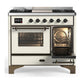 Ilve UMD40FNR3AWB Ilve Umd40Fnr3Awb Majestic Iii 40 Inch Dual Fuel Range With 6 Burners And Griddle, Dual Function Burner Up To 25,000 Btu (Natural Gas, Triple Glass Door, Antique White, Burnished)